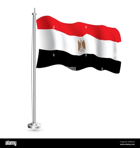 Egyptian Flag. Isolated Realistic Wave Flag of Egypt Country on Flagpole. Vector Illustration ...