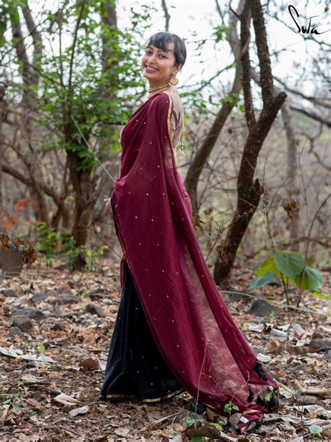 Cotton Zari Maroon And Black Saree|Bitter Sweet Chumki|Suta