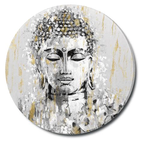 Round Canvas Wall Art Painting Titled: Simmering Buddha, Sizes Available