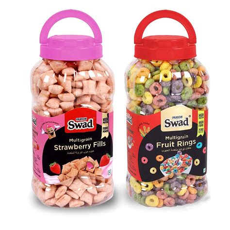 Swad Strawberry Fills & Fruit Rings, Combo of 2 Jars (Zero Cholesterol ...