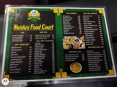 Menu at Naidu's Food Court, Chennai