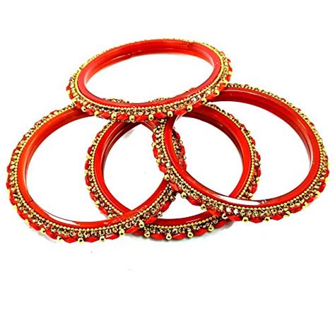 Buy Radha Rani Traders Beautiful Traditional Glass Bangles in RED ...