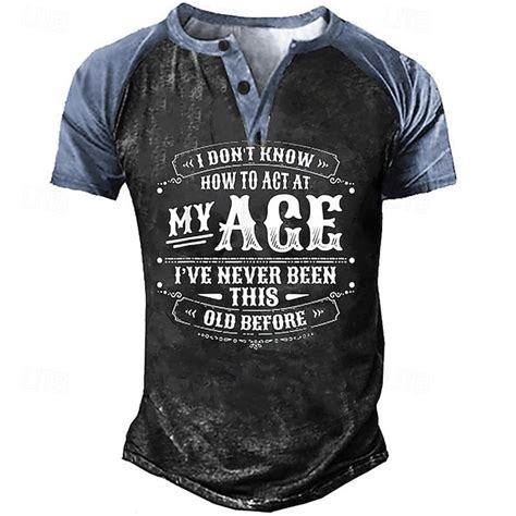 Men's Henley T-Shirt Short Sleeve Funny Graphic Tee "I Don't Know How ...