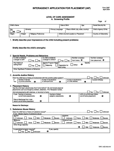 Fillable Online TJPC-AGE-06A-04 Interagency Application for Placement ...