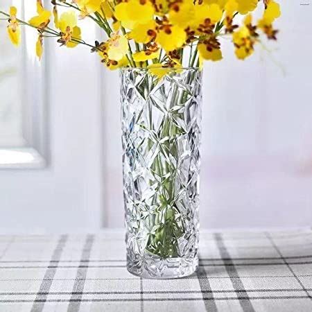 Buy Pure Source India Glass Dimond Cut Flower Vase (Crystal Clear 8 ...