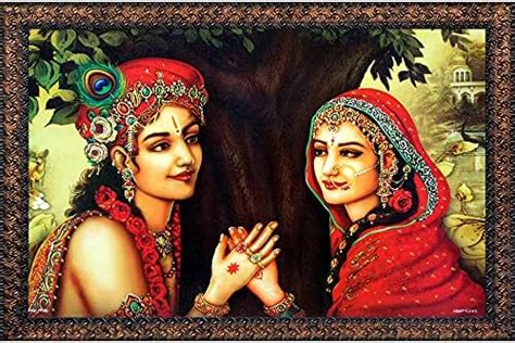 HARDIK ART N FRAMES Wood Religious Wall Painting, Multicolour, Large ...