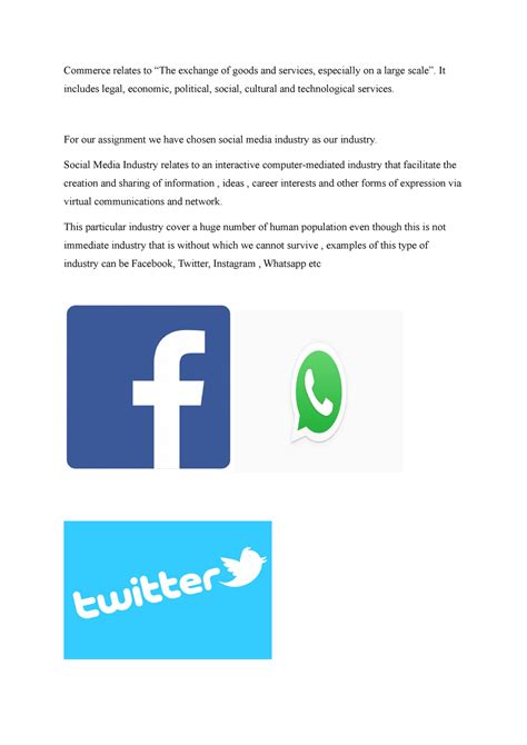 Class assignment - Commerce relates to “The exchange of goods and ...