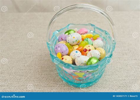 Artisan, Blue, Glass Easter Basket, Filler with Colorful, Easter, Candy ...