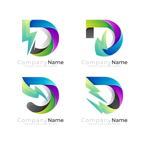 Letter d logo and thunder design combination, power icons | Premium Vector