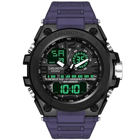 Carlington Analog-Digital Sports Watch: Chronograph, Dual Time, Alarm ...