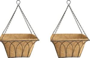 Garden Deco 14 INCH Metal Square Hanging Basket Plant Container Set ...