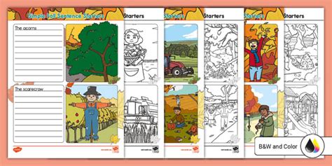 Simple Fall Sentence Starters Writing Prompts With Pictures