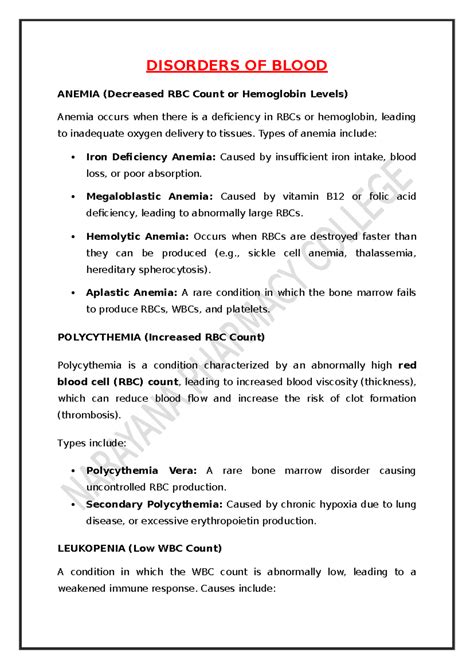 Blood & Joint Disorders: Anemia, Leukopenia, Gout, and AS Overview ...