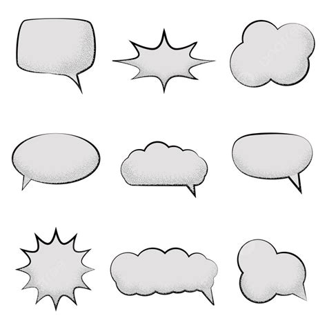 Set Of Empty Comic Speech Bubbles With With Noise Sand Texture Trendy ...