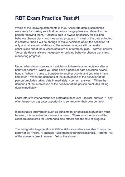 RBT Exam Practice Test Question and answers rated A+ 2023/2024 - RBT ...