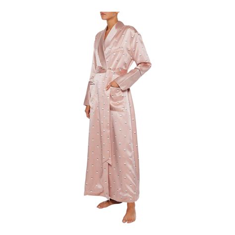 NEW Luxurious Olivia von Halle Blush Pink Printed Silk Dressing Gown ...