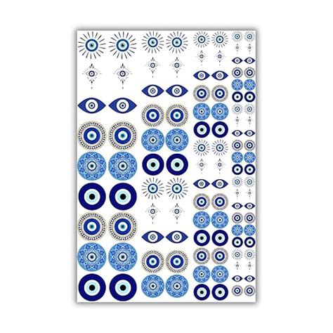 Evil Eye Sticker – Set of 114 Pre-Cut Stickers in 6 Designs, Waterproof ...
