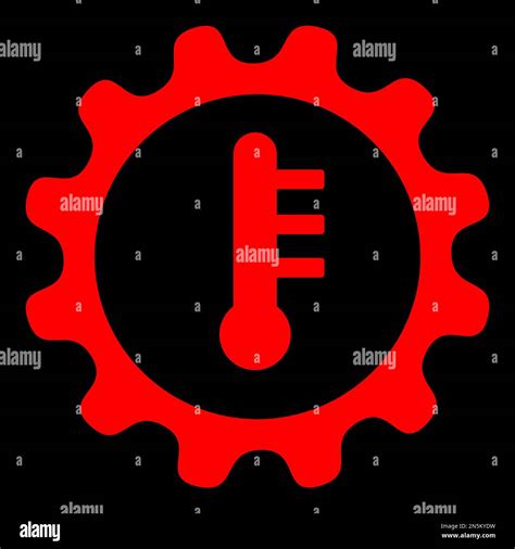Red vector graphic on a black background of a dashboard warning light for transmission ...