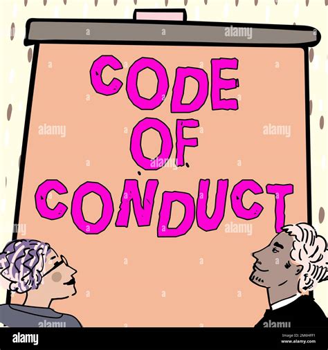 Handwriting text Code Of Conduct. Concept meaning Ethics rules moral codes ethical principles ...