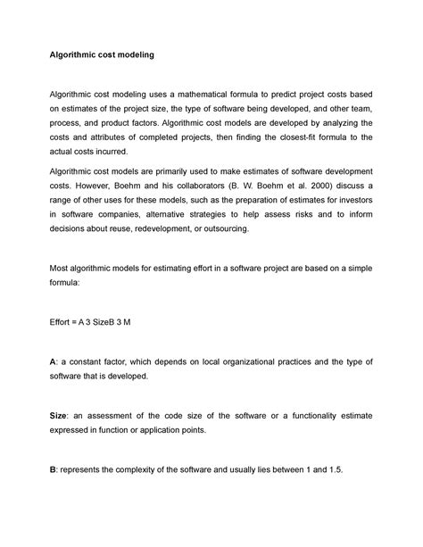 The Algorithm of Cost Modelling and Its Difficulties in Software Engineering 的图像结果