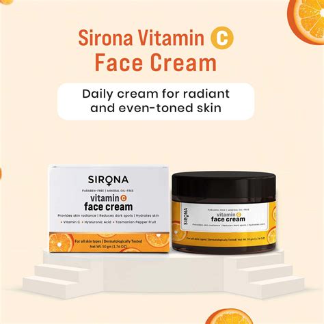 Buy SIRONA VITAMIN C FACE CREAM FOR HYDRATES SKIN WITH HYALURONIC ACID ...