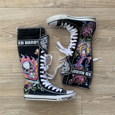 RARE Ed hardy knee high lace up sneakers 😍. Iconic... | Depop