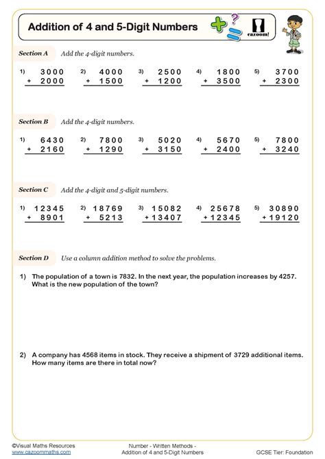 Image result for Adding 4 Digits Numbers Worksheets