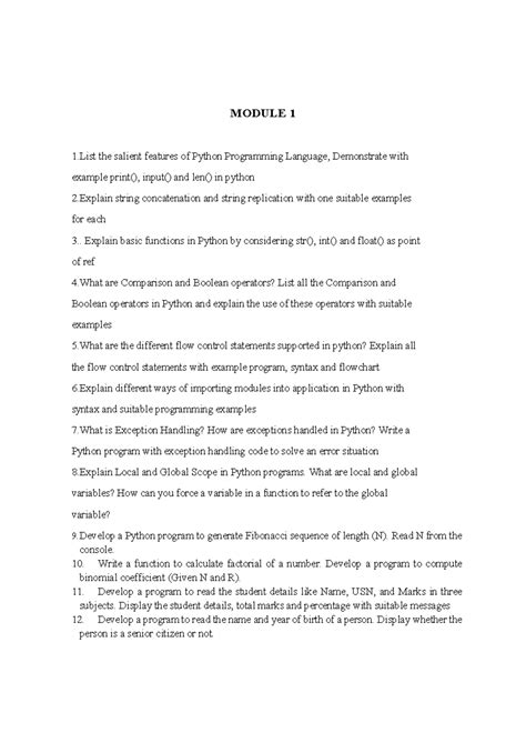 MOD-1-QB - They are the assignment questions - MODULE 1 1 the salient ...