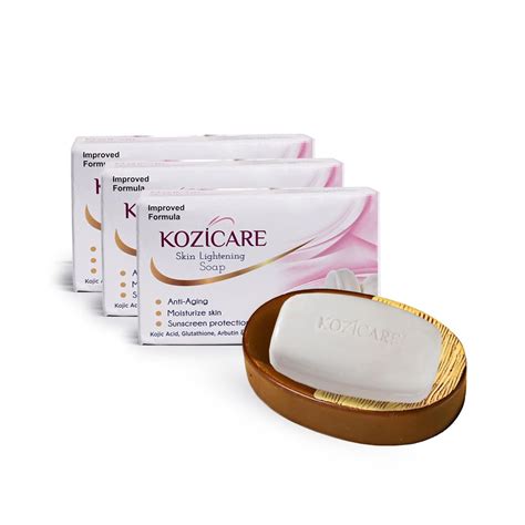 Kozicare Skin Lightening Soap (Pack of 3) with Acrylic Floor Soap Hold