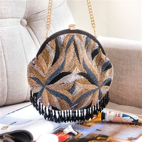 Metallic Bloom Vintage Clutch Black – The Pink Potli