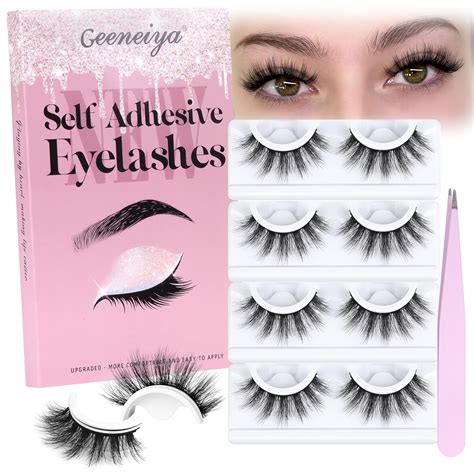 Amazon.com: Geeneiya Mink Self Adhesive Eyelashes, Reusable False ...