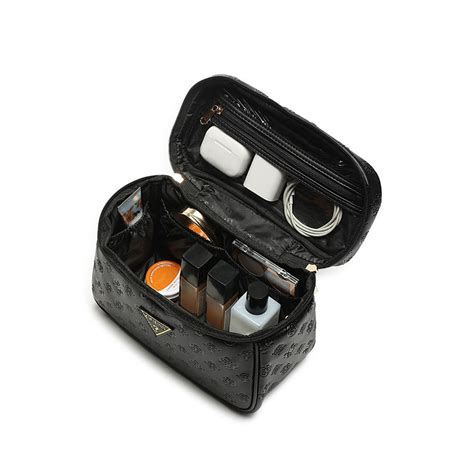 Buy Guess Black Textured Wilder Toiletry Train Pouch Online