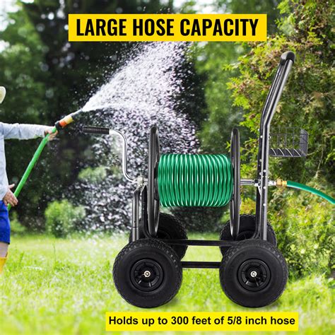 VEVOR Garden Hose Reel Cart, Water Hose Cart w/ 4 Rubber Wheels, Hold ...