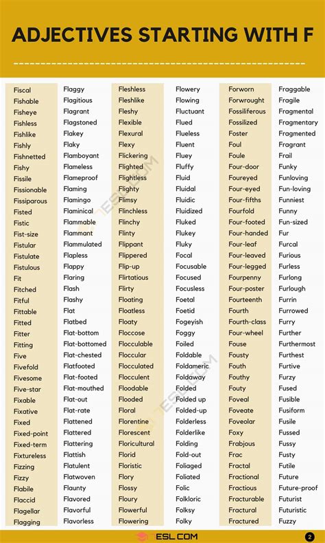 Adjectives that Start with F (1400+ F Adjectives in English) • 7ESL