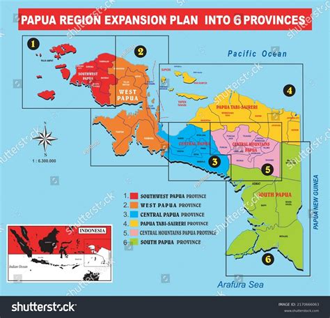 Map Papua Plan Expand Into 6 Stock Vector (Royalty Free) 2170666063 | Shutterstock