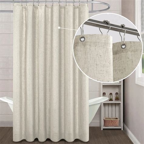 Amazon.com: KOUFALL Linen Waterproof Linen Fabric Shower Curtain for ...