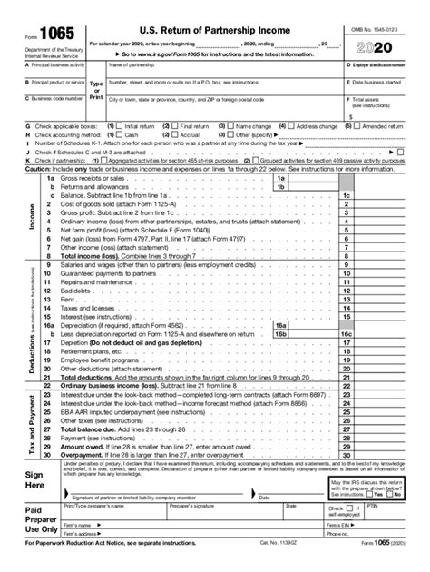 2020 Form IRS 1065 Fill Online, Printable, Fillable, Blank - pdfFiller
