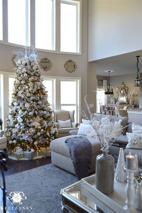 Tree in Silvery White Grandeur Christmas Living Rooms, Christmas House ...