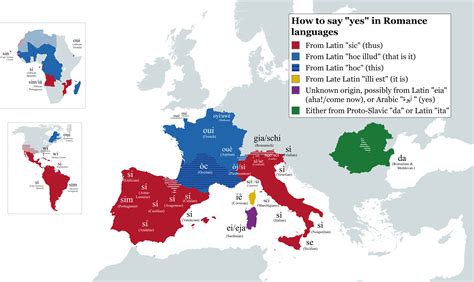 How to say "yes" in Romance languages : r/MapPorn