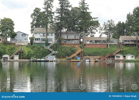Lakeview Houses stock photo. Image of landscape, residences - 74504834