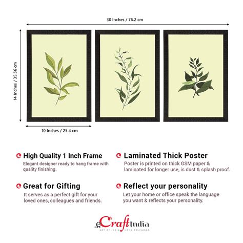 Tropical Green Leaf Set of 3 Satin Matt Texture UV Art Painting ...