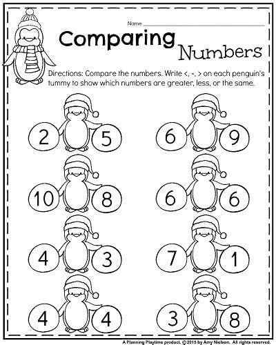 Image result for Kindergarten Math Worksheets Comparing Numbers