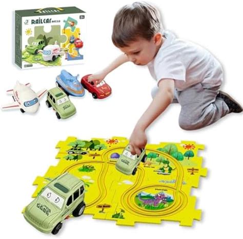 Buy Wembley Puzzle Track Vehicle Play Set for Kids Toddlers 3 4 5 6 ...