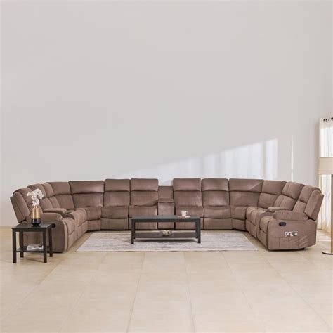 Buy Denver Fabric 12-Seater Recliner Set - Brown from Home Centre at ...