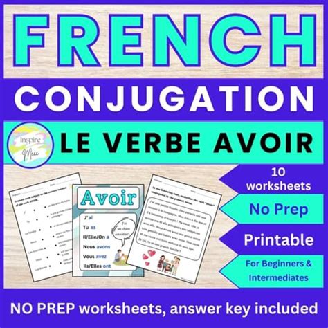 Avoir Verb Conjugation Worksheets for Core French - Present Tense ...
