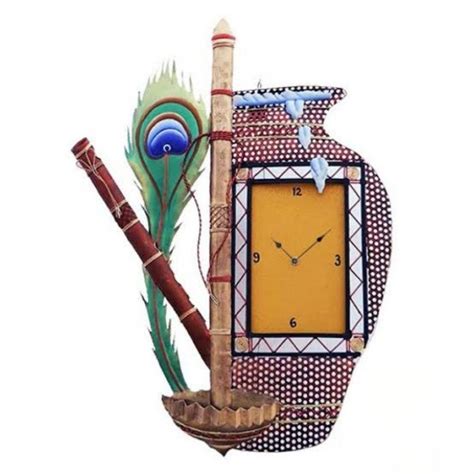 Makhan morpankhi wall clock (24 x 18 Inches) - Punam Metalcrafts