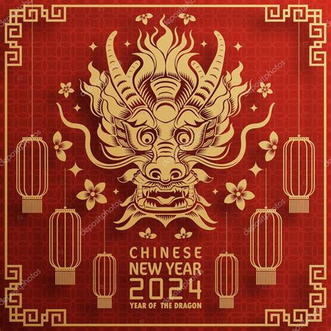 Happy chinese new year 2024 year of the chinese dragon zodiac with on ...