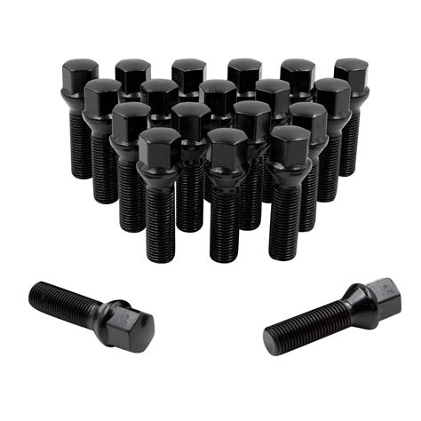 Buy Wheel Accessories Parts Set of 20 Black 14x1.5 Lug Bolts Conical ...