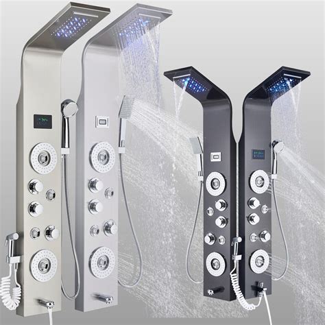 Buy ELLO&ALLO LED Stainless Steel Rain Shower Panel Tower Faucet ...