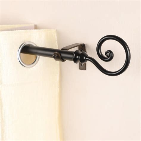 Spiral Metal Finial Extendable Curtain Rod Black 19MM – The Decor Mart